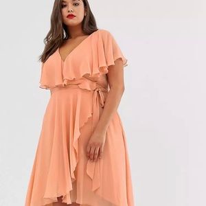 ASOS curve cape back dipped hem midi dress